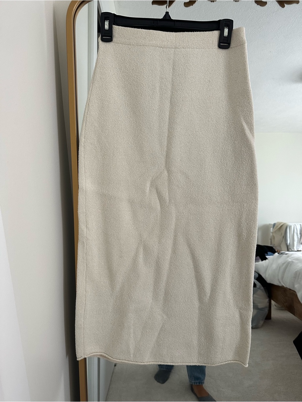Zara Cream Knit Midi Pencil Skirt